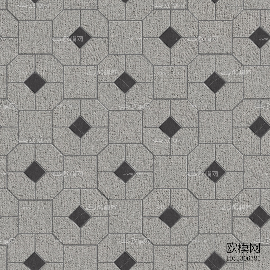 无缝花岗岩石材几何拼花地砖人行道路地面广场铺贴下载