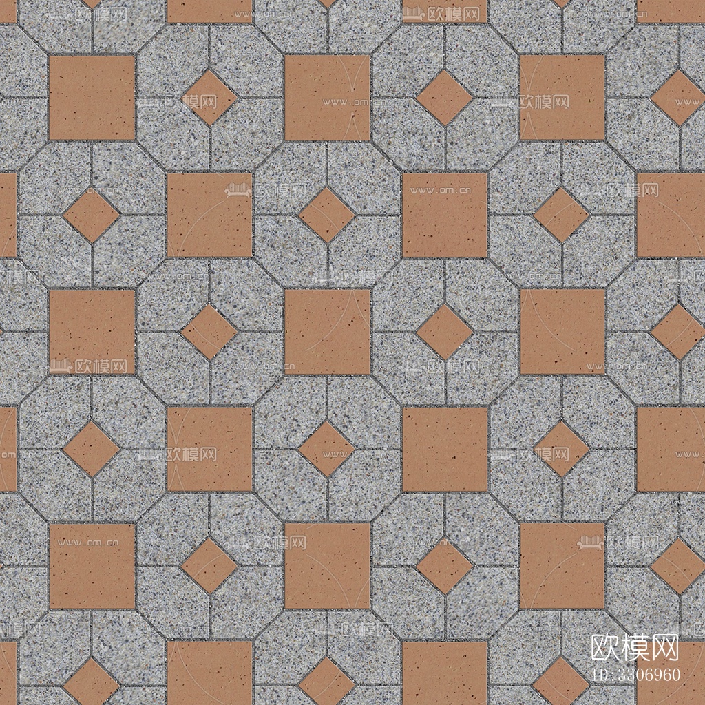无缝棕灰色水泥拼花地砖人行道路地面广场铺贴下载