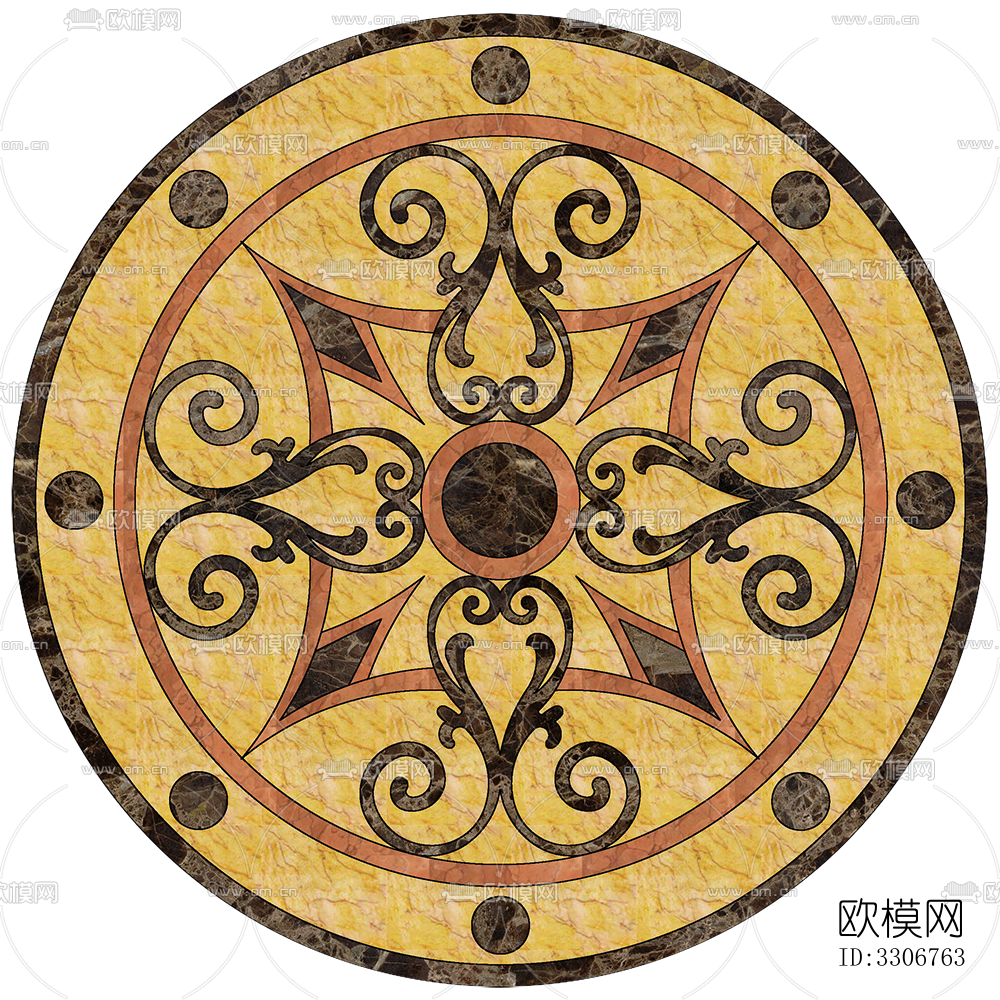 圆形免扣大理石材拼花图案纹理下载