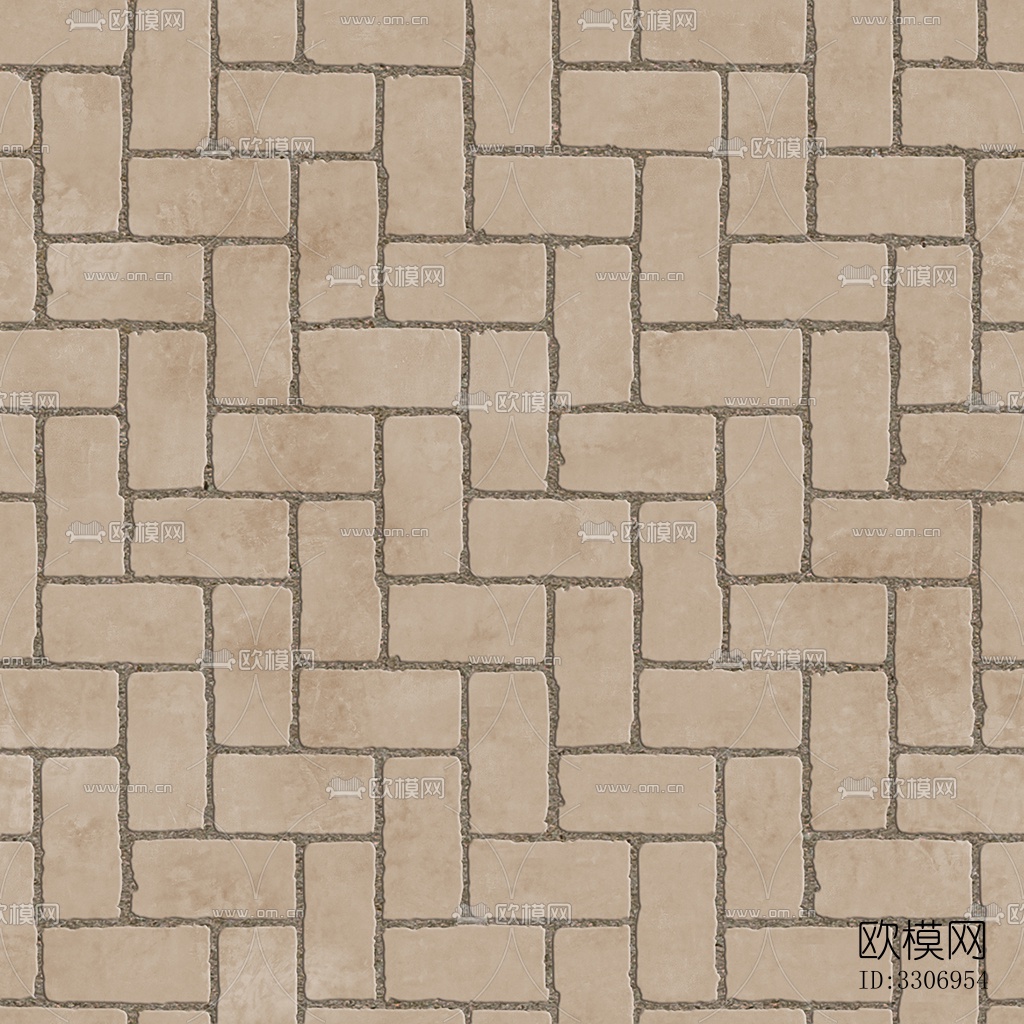 无缝米黄色人字纹拼花水泥地砖人行道路地面广场铺贴下载