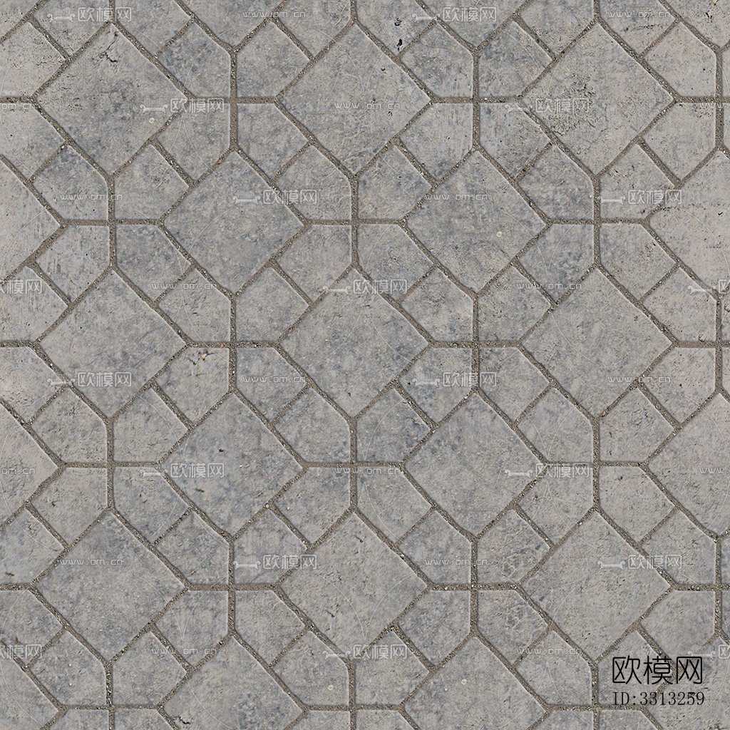 无缝破损水泥拼花地砖人行道路地面广场铺贴下载