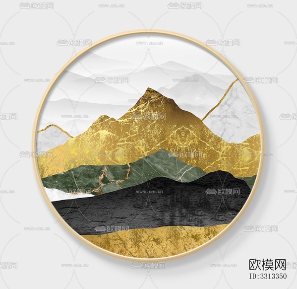 新中式圆形装饰画下载