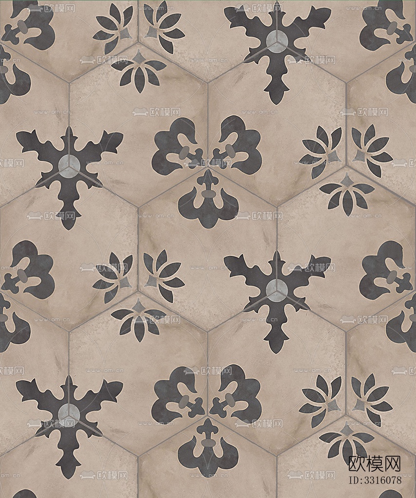 无缝复古六角形大理石材几何拼花图案瓷砖花砖仿古砖地砖墙砖下载