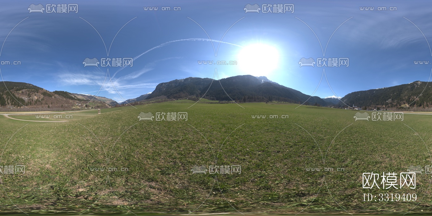 4K山谷 野外 蓝天 草地HDR贴图下载