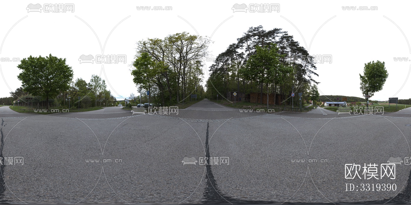 4K户外交叉路口 户外道路 自然风景HDR贴图下载