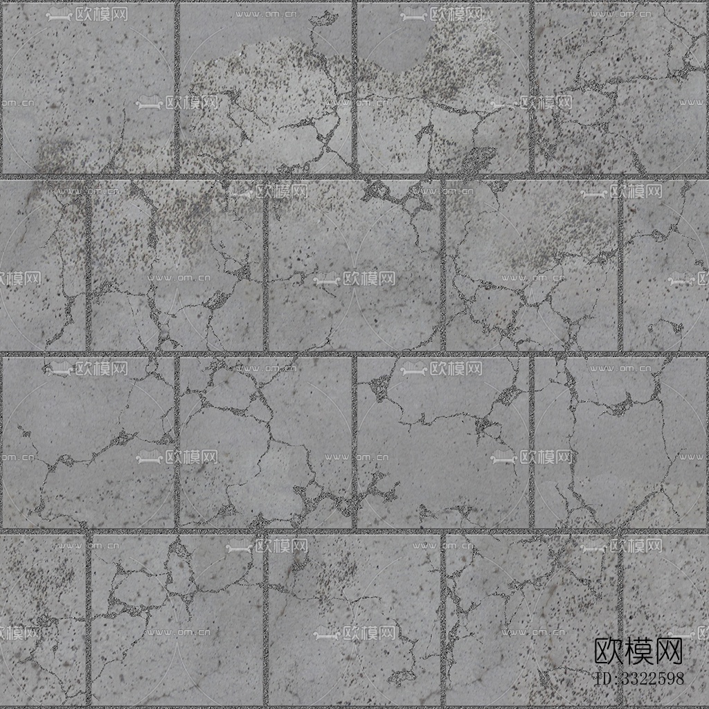 无缝破损水泥拼花地砖人行道路地面广场铺贴下载