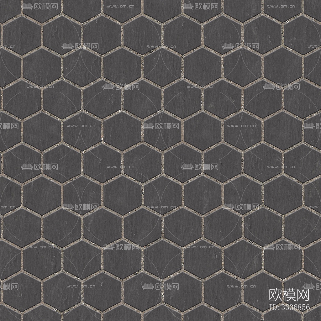 无缝六角形石材拼花地砖人行道路地面广场铺贴下载