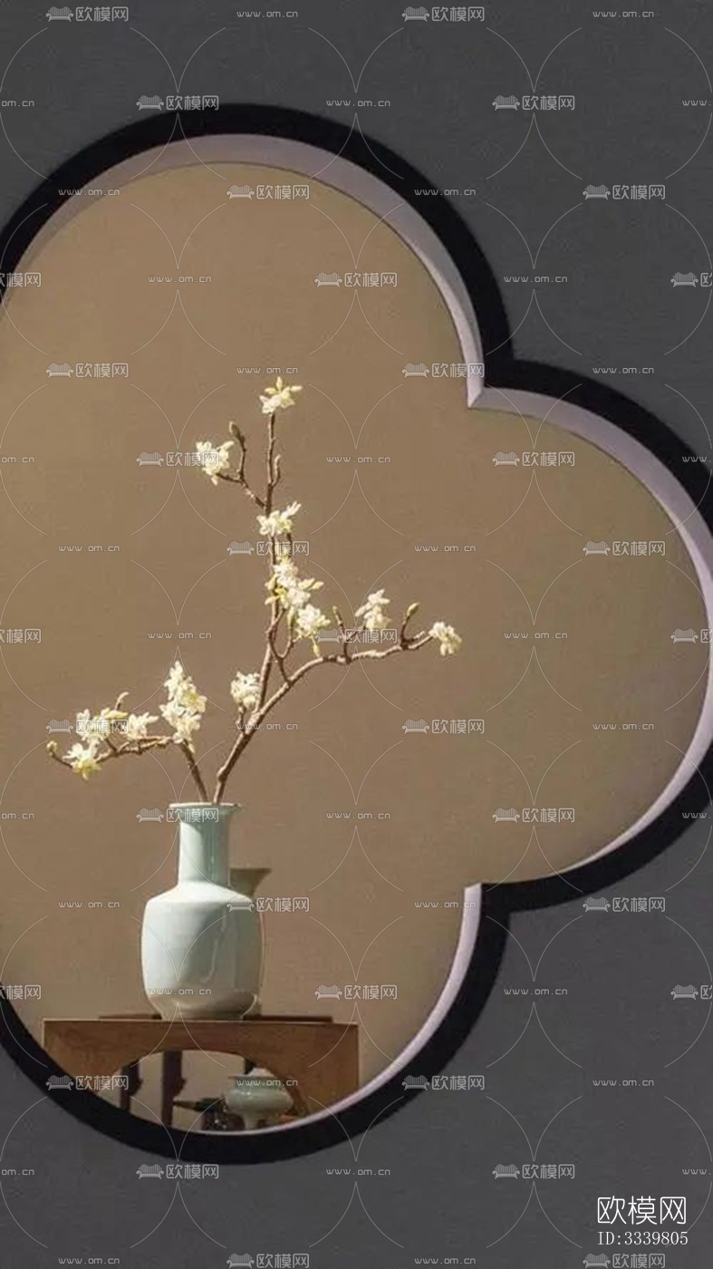 中式国画山水画挂画壁画禅意装饰画壁纸下载（渲染图3）