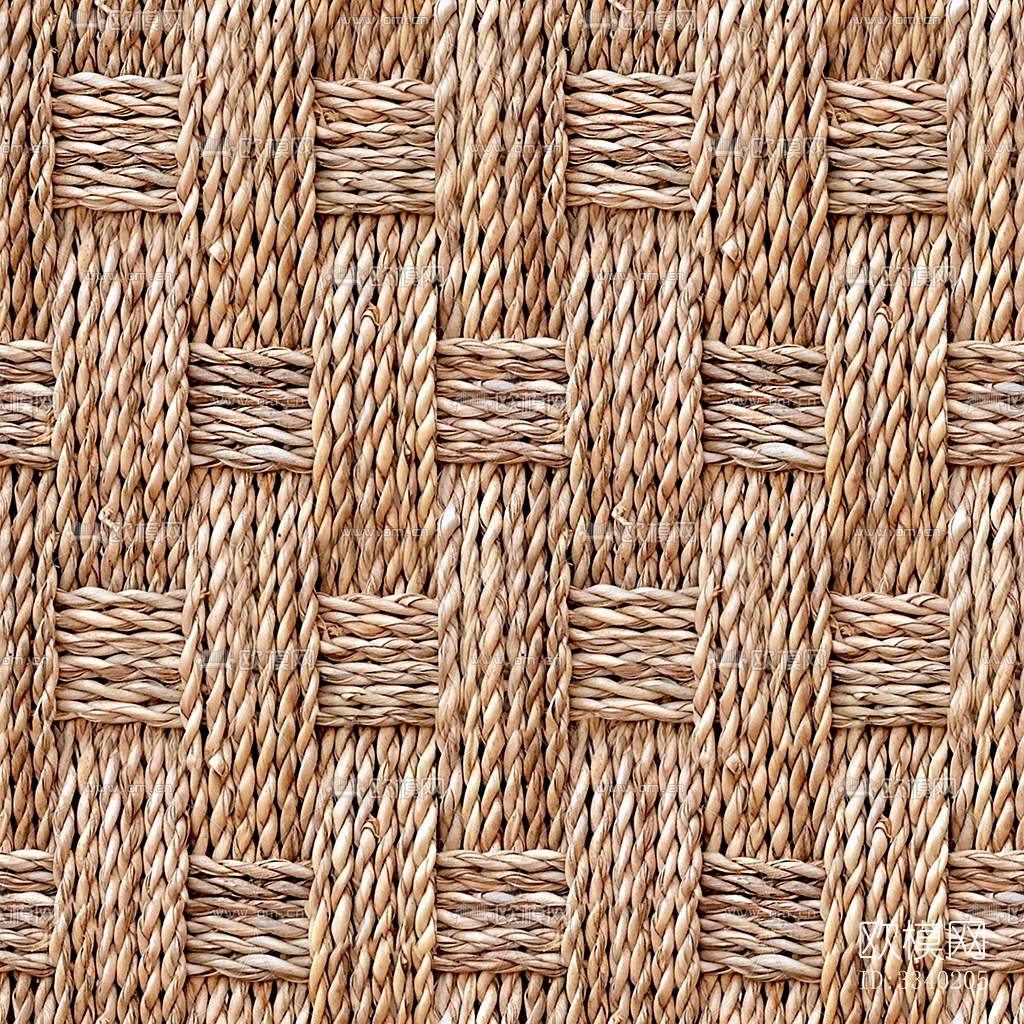 无缝日式侘寂茶室几何图案草编亚麻剑麻黄麻编织地毯地垫下载