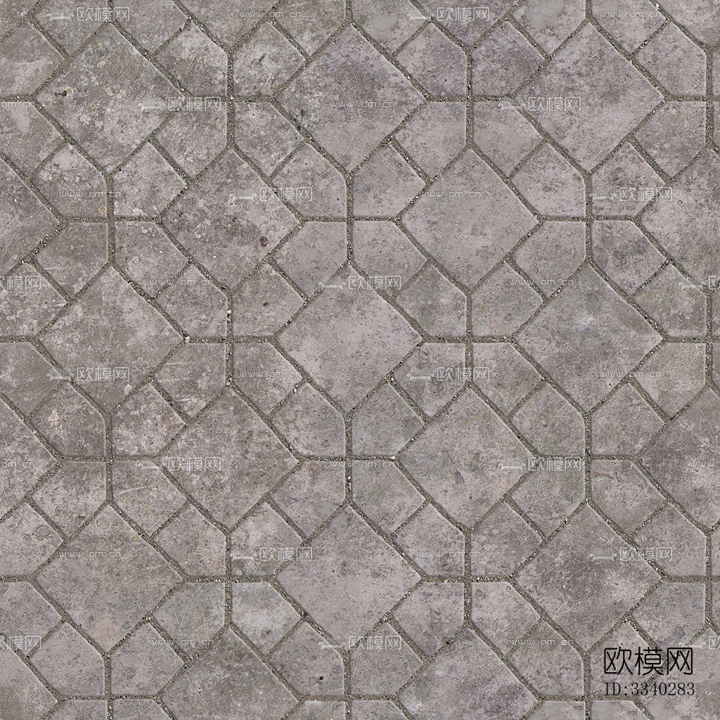 无缝破损水泥拼花地砖人行道路地面广场铺贴下载