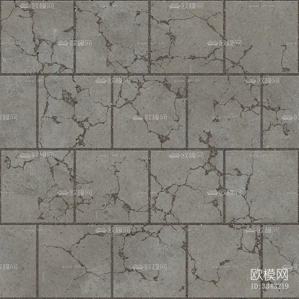 无缝破损水泥拼花地砖人行道路地面广场铺贴下载