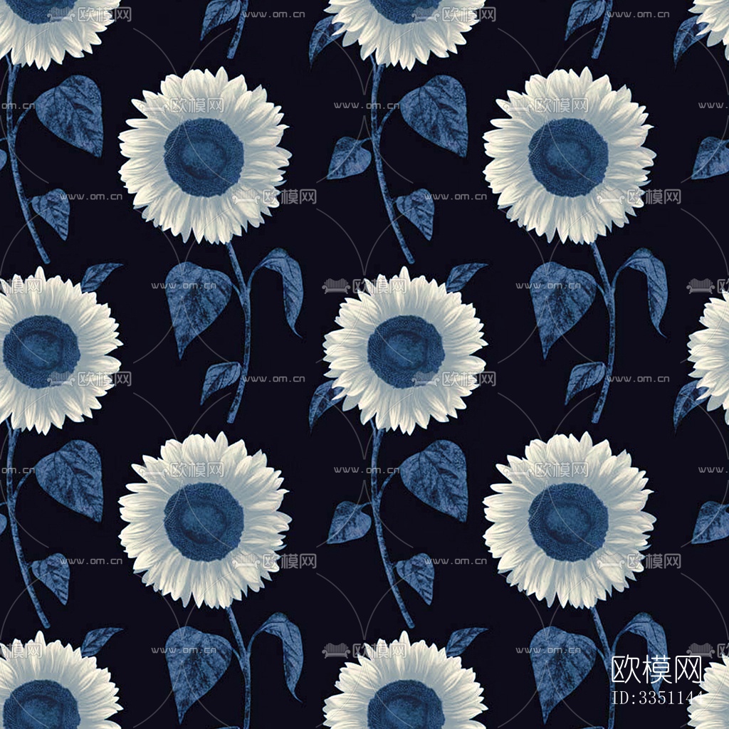 无缝蓝色欧式田园风格碎花花纹图案壁纸壁布墙布下载