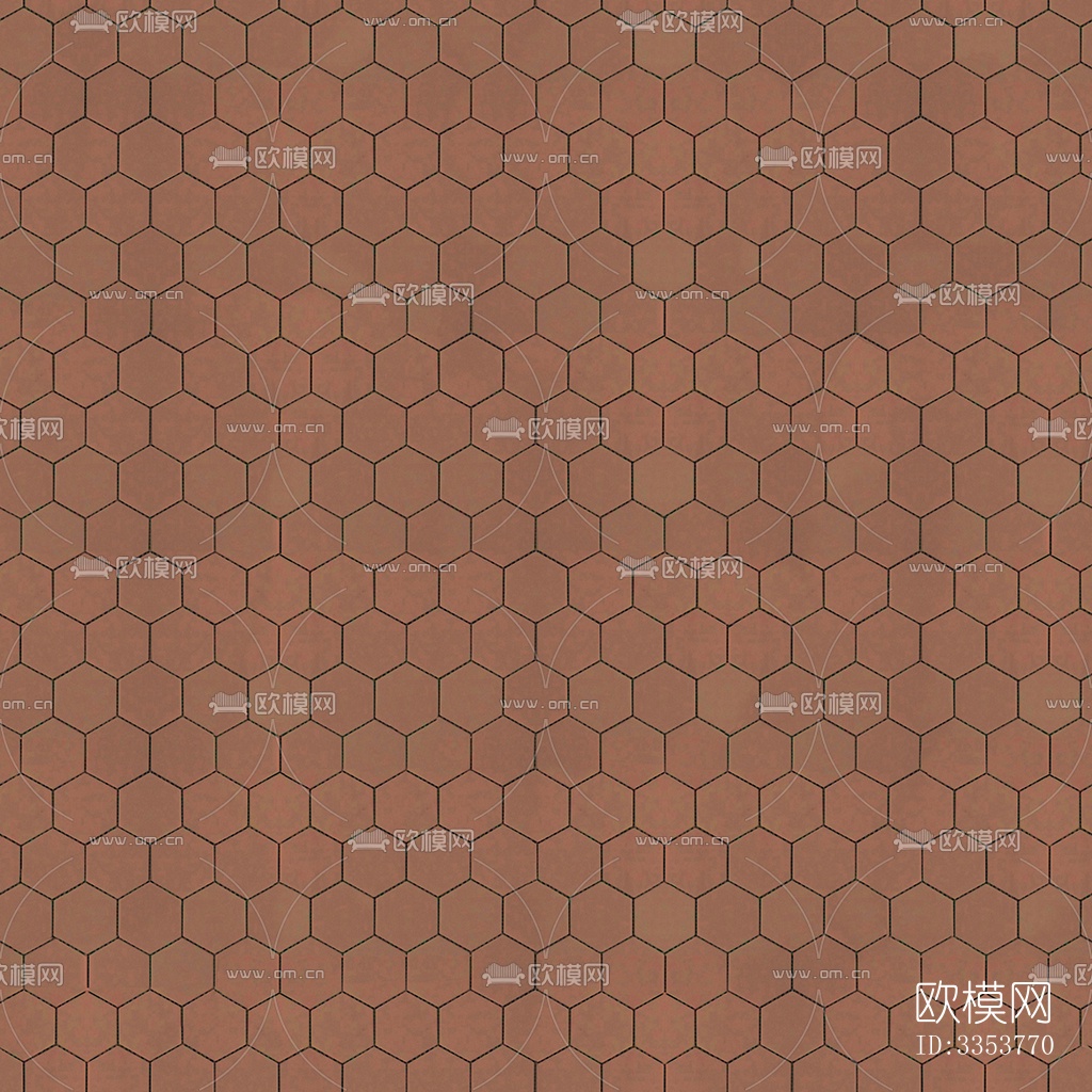 无缝六角形石材拼花地砖人行道路地面广场铺贴下载