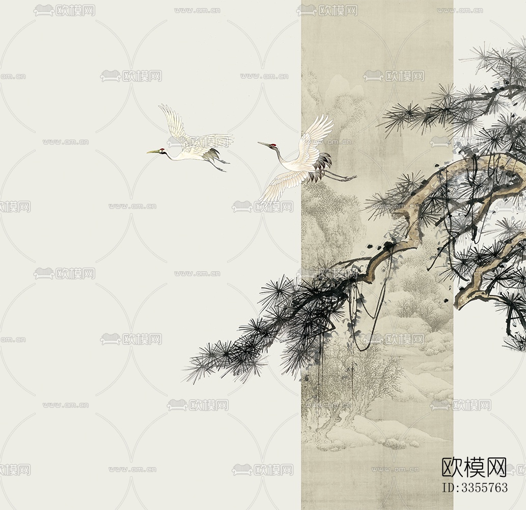 新中式壁画下载