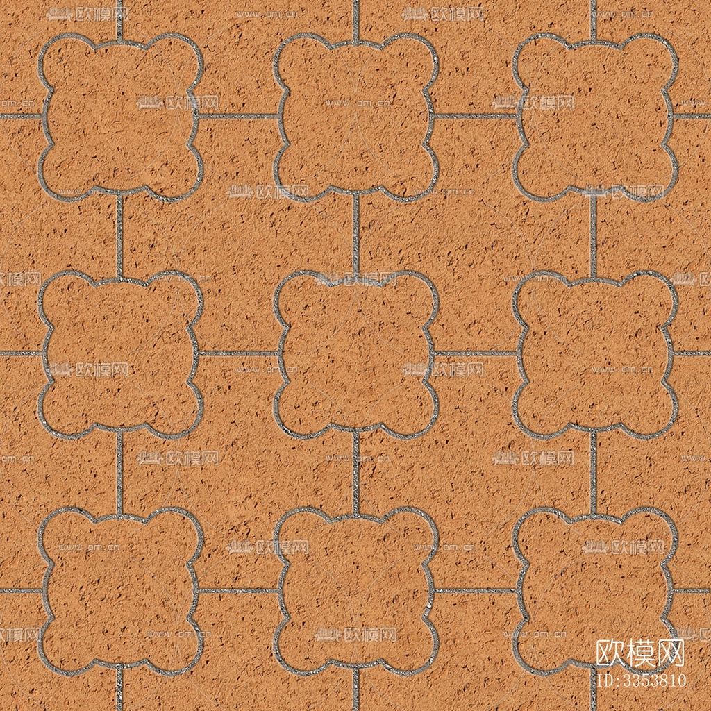 无缝陶瓦几何拼花地砖人行道路地面广场铺贴下载
