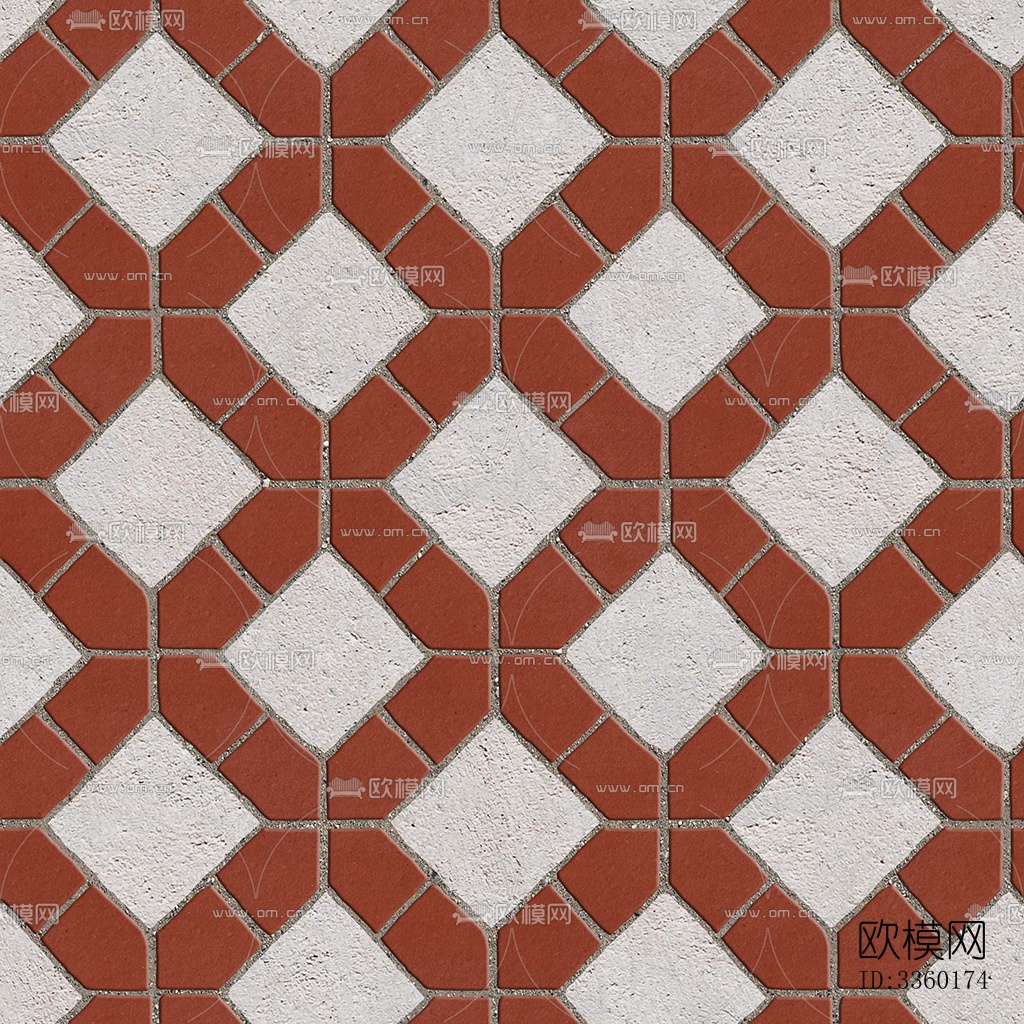 无缝陶瓦几何拼花地砖人行道路地面广场铺贴下载