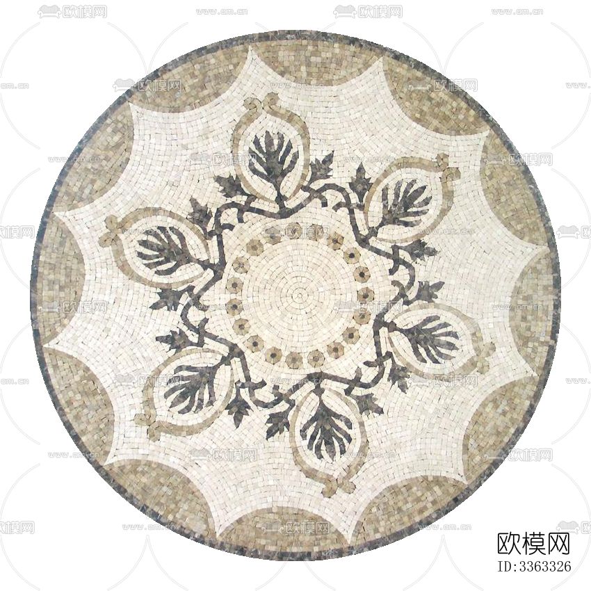 无缝圆形石材马赛克拼花地砖人行道路地面广场铺贴下载