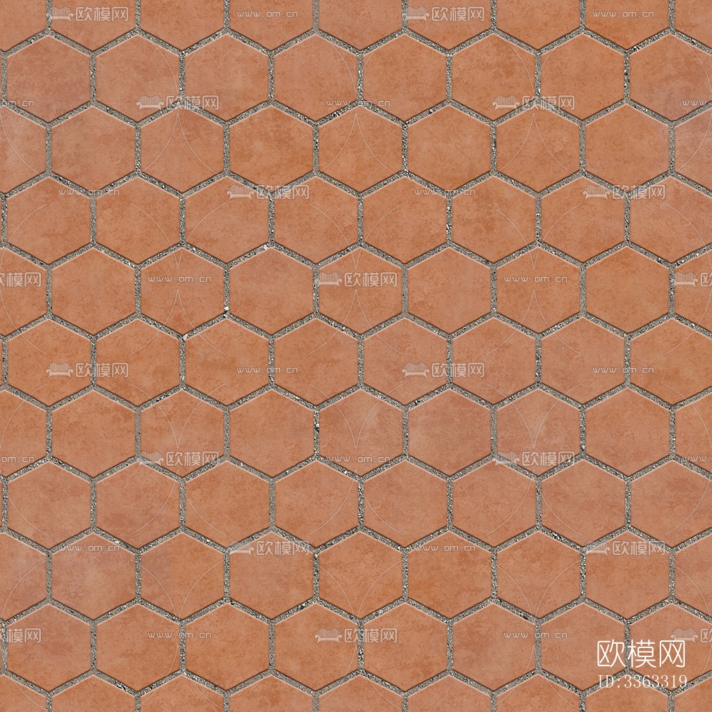 无缝六角形石材拼花地砖人行道路地面广场铺贴下载