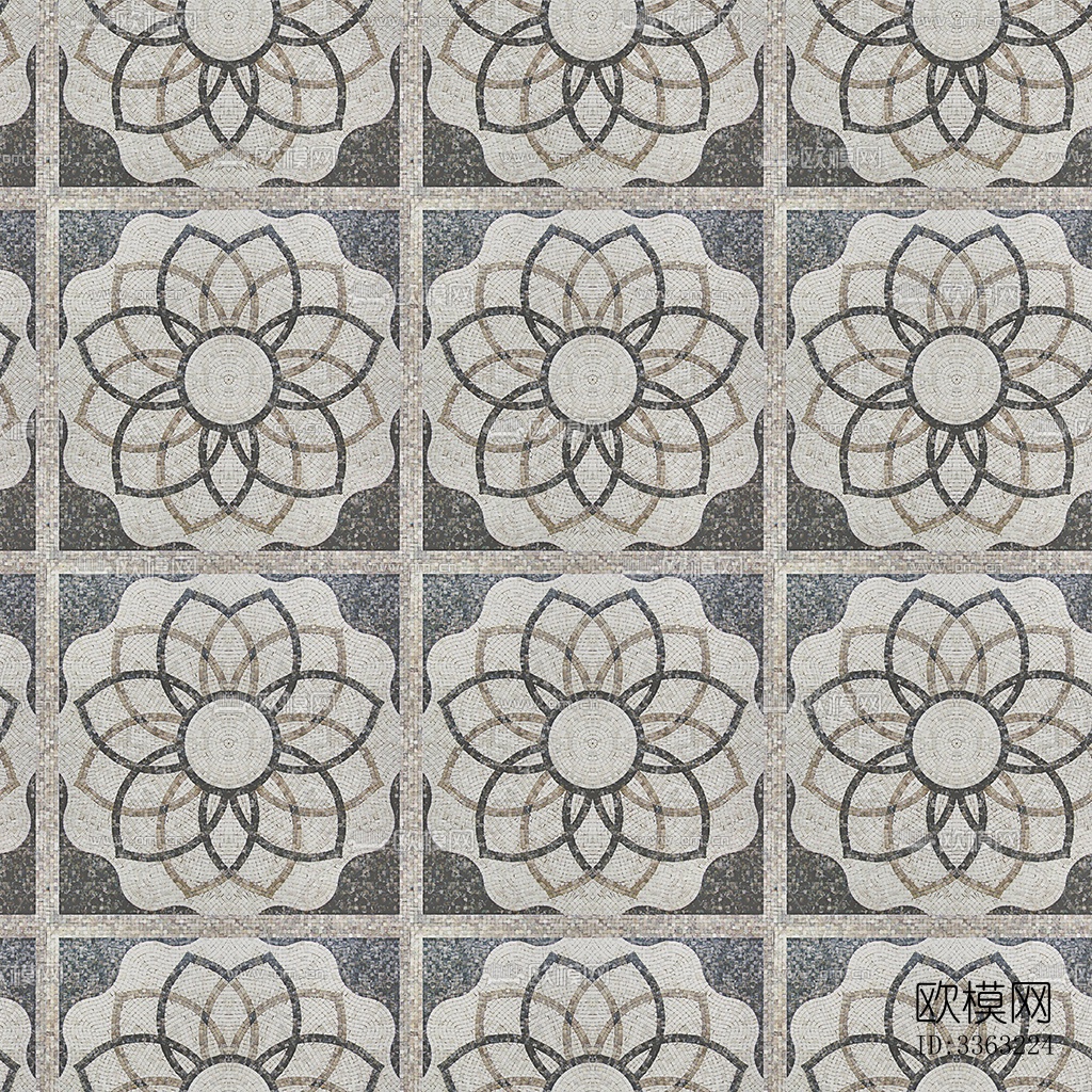 无缝石材马赛克拼花地砖人行道路地面广场铺贴下载