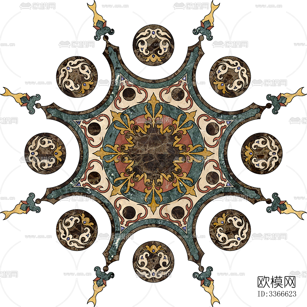 圆形免扣大理石材拼花图案纹理下载