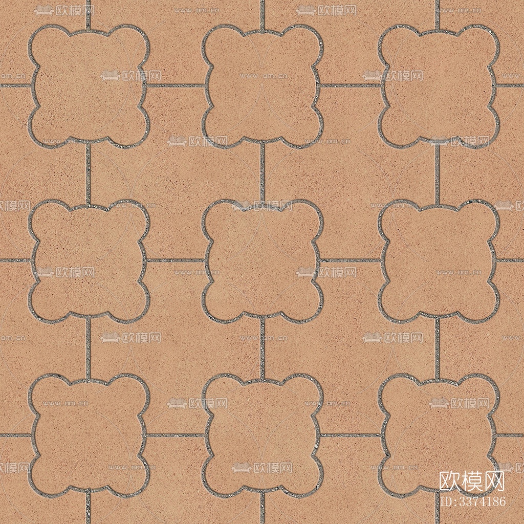 无缝陶瓦几何拼花地砖人行道路地面广场铺贴下载