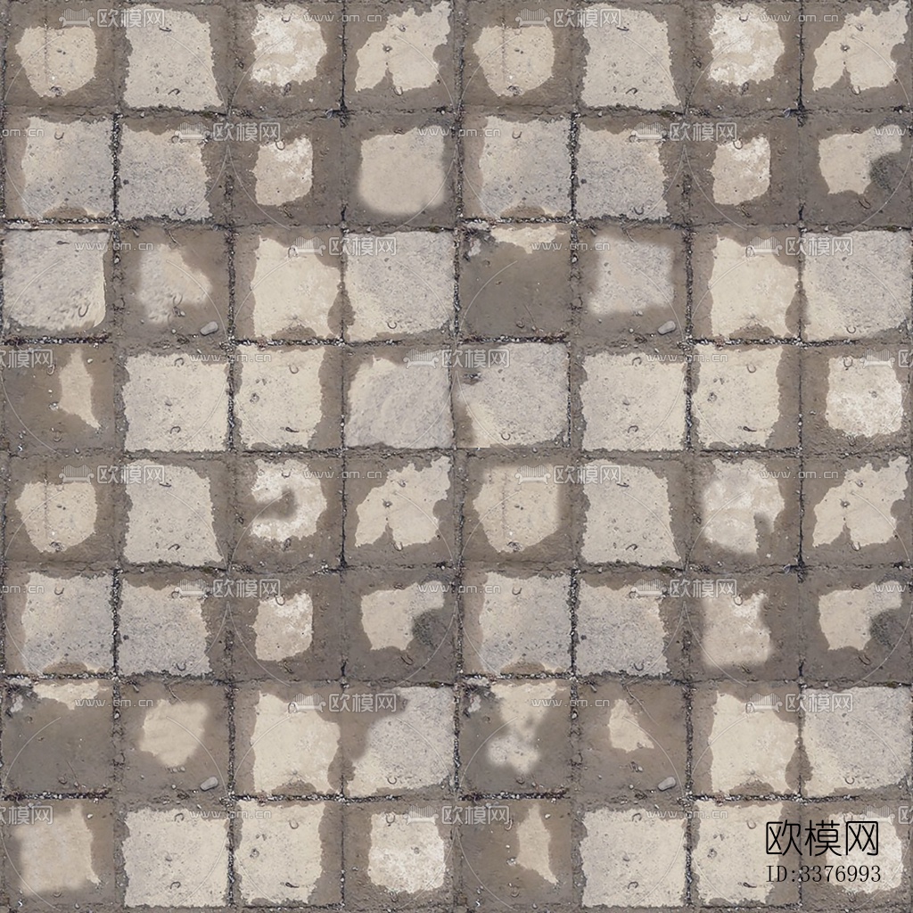 无缝破损水泥拼花地砖人行道路地面广场铺贴下载