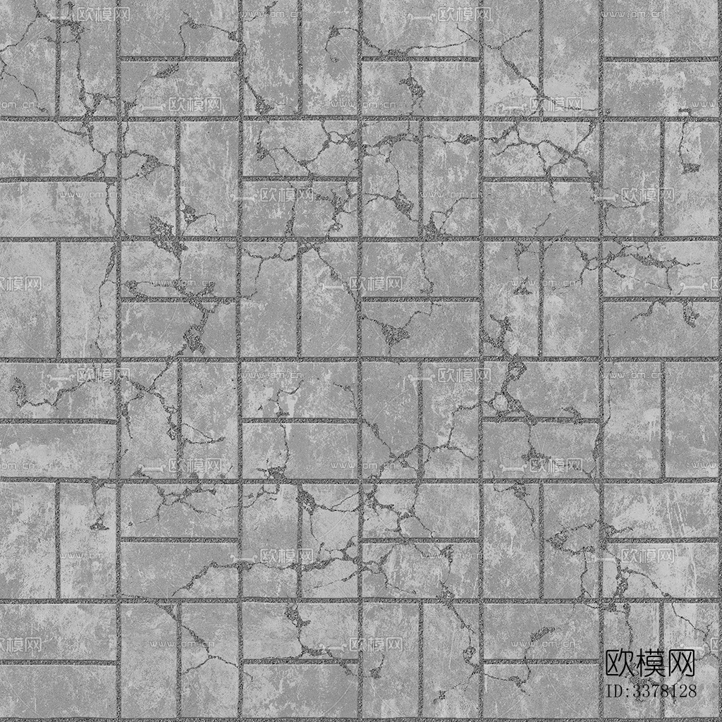 无缝破损水泥拼花地砖人行道路地面广场铺贴下载