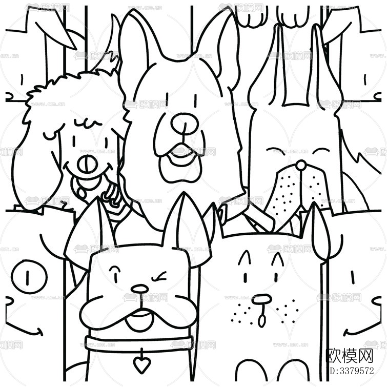 手绘动物墙砖下载（渲染图1）