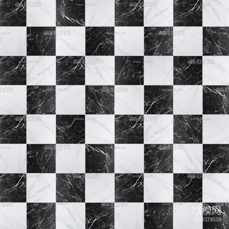 黑白色大理石拼花砖下载