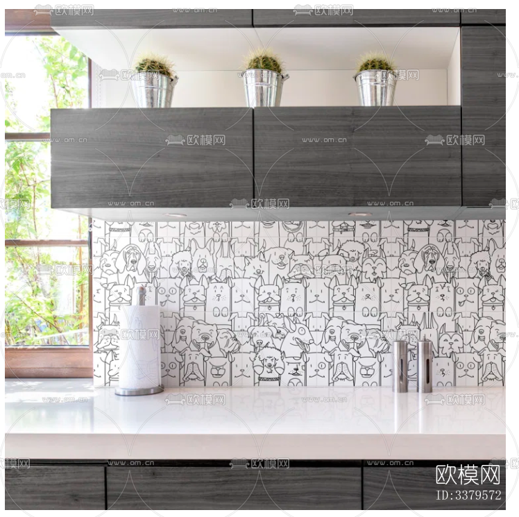 手绘动物墙砖下载（渲染图2）