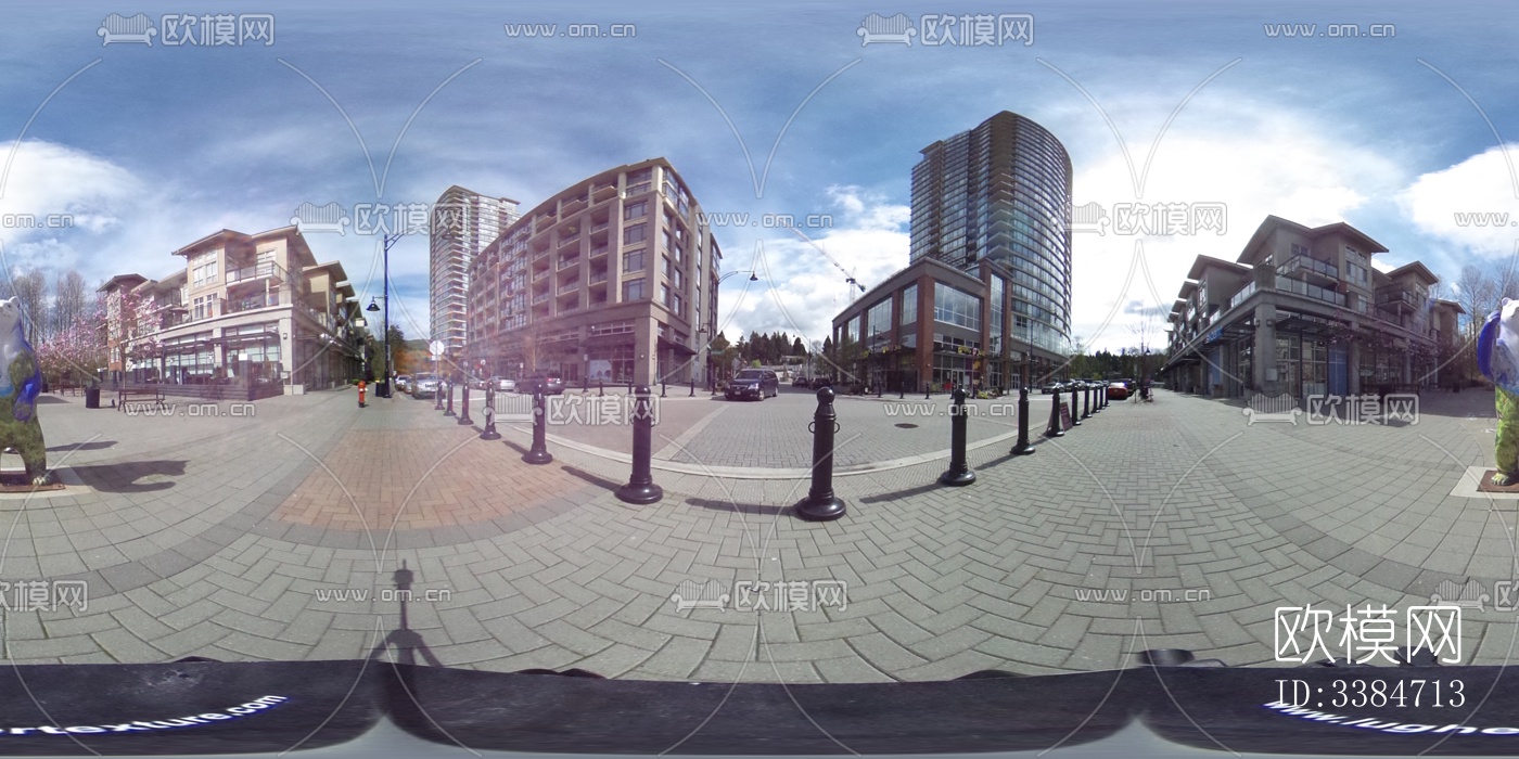 无缝户外城市街道路口广场HDR全景贴图下载