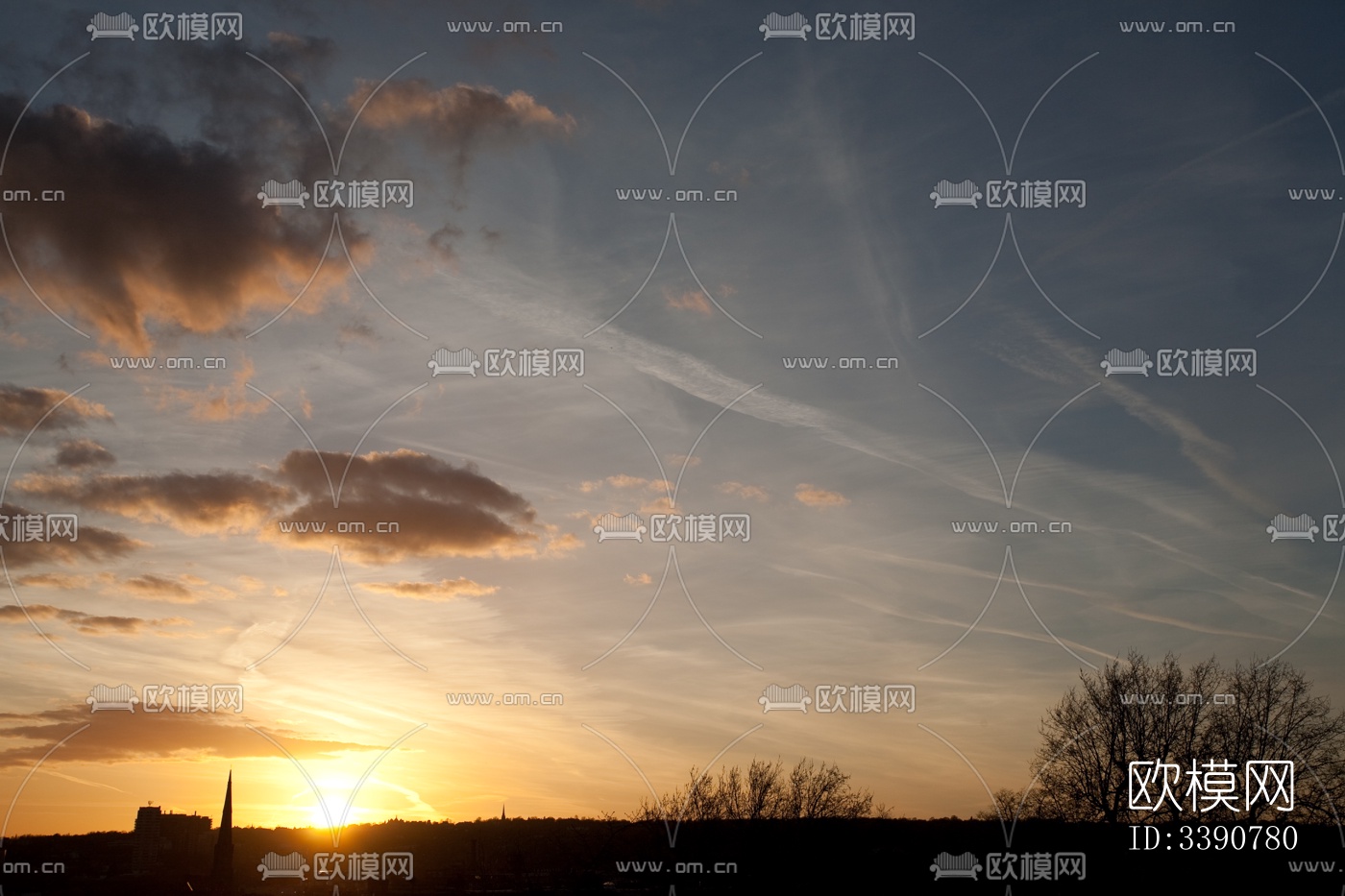 傍晚的日落天空景观风景下载