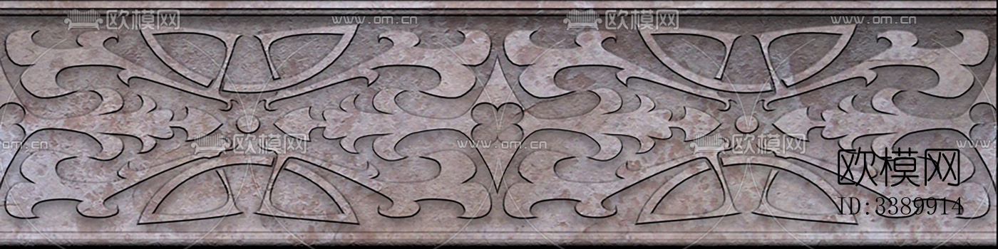 现代新中式腰线 灰色石材中式腰线下载