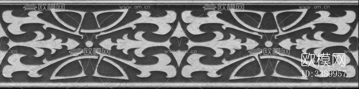 现代新中式腰线 灰色石材中式腰线下载