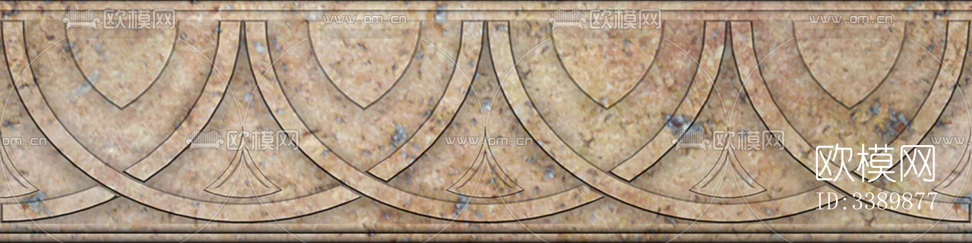 现代新中式腰线 灰色石材中式腰线下载