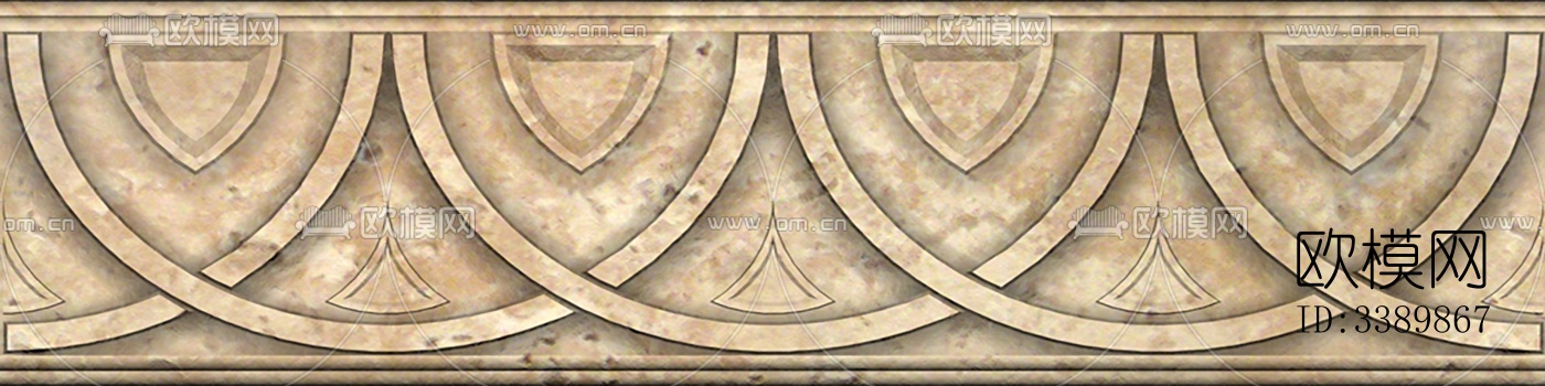 现代新中式腰线 灰色石材中式腰线下载