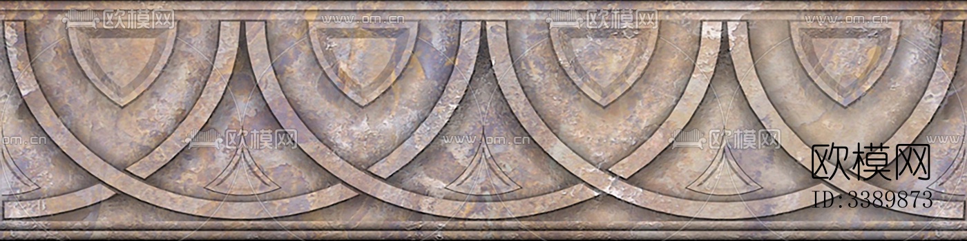 现代新中式腰线 灰色石材中式腰线下载