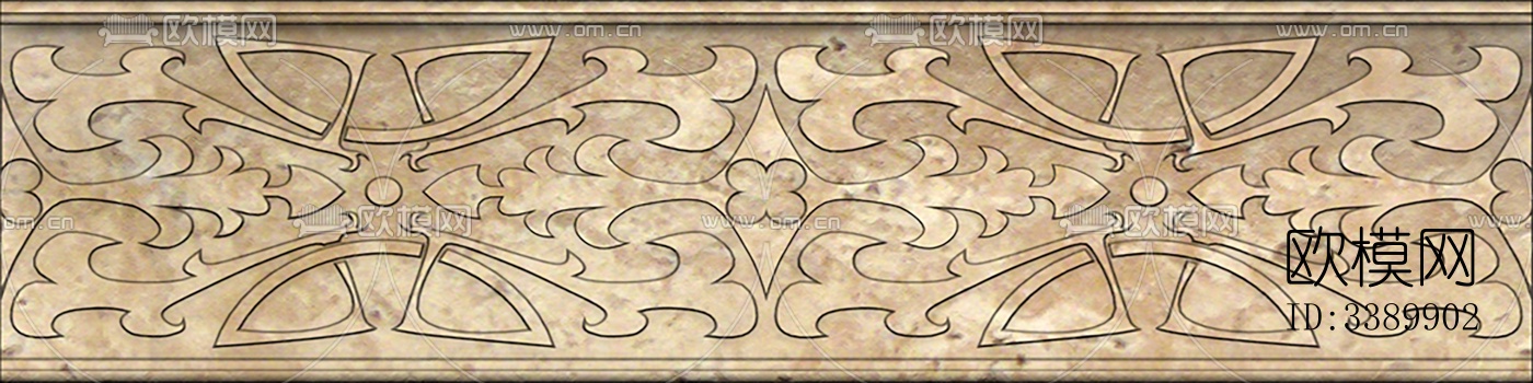 现代新中式腰线 灰色石材中式腰线下载