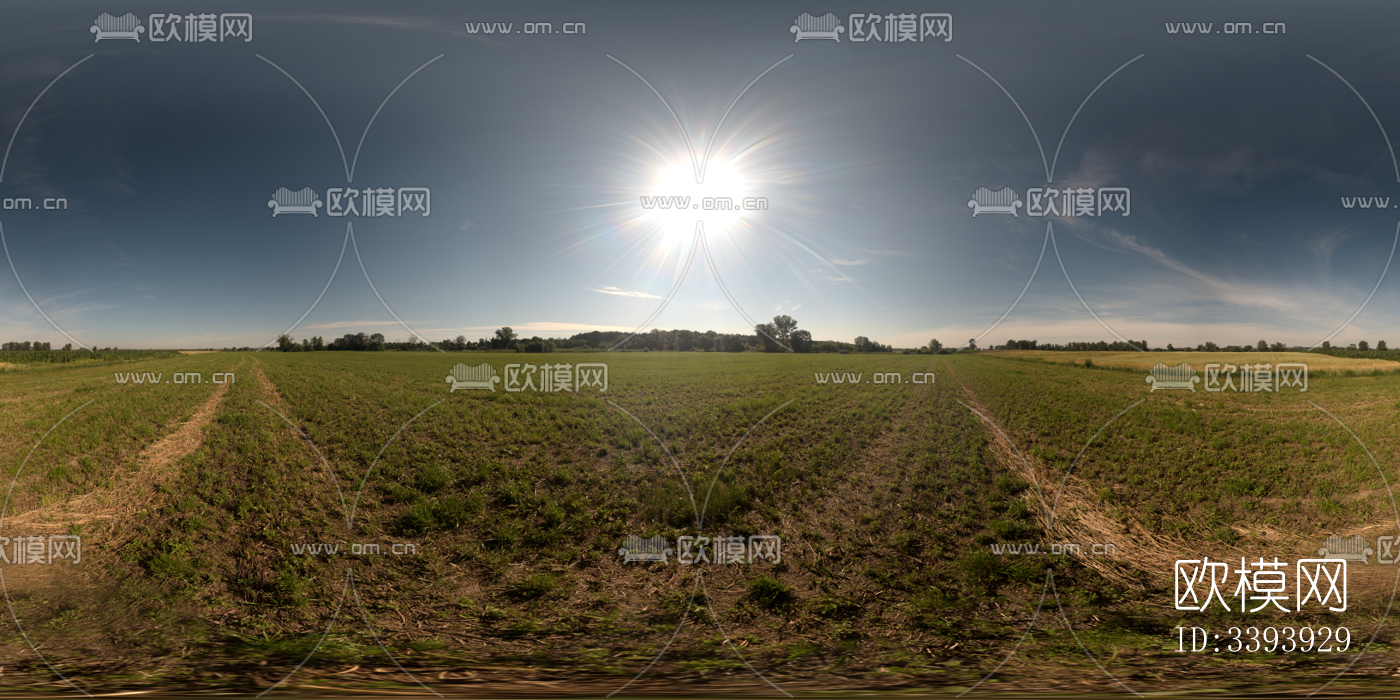 无缝户外蓝色天空草原草坪HDR全景贴图下载