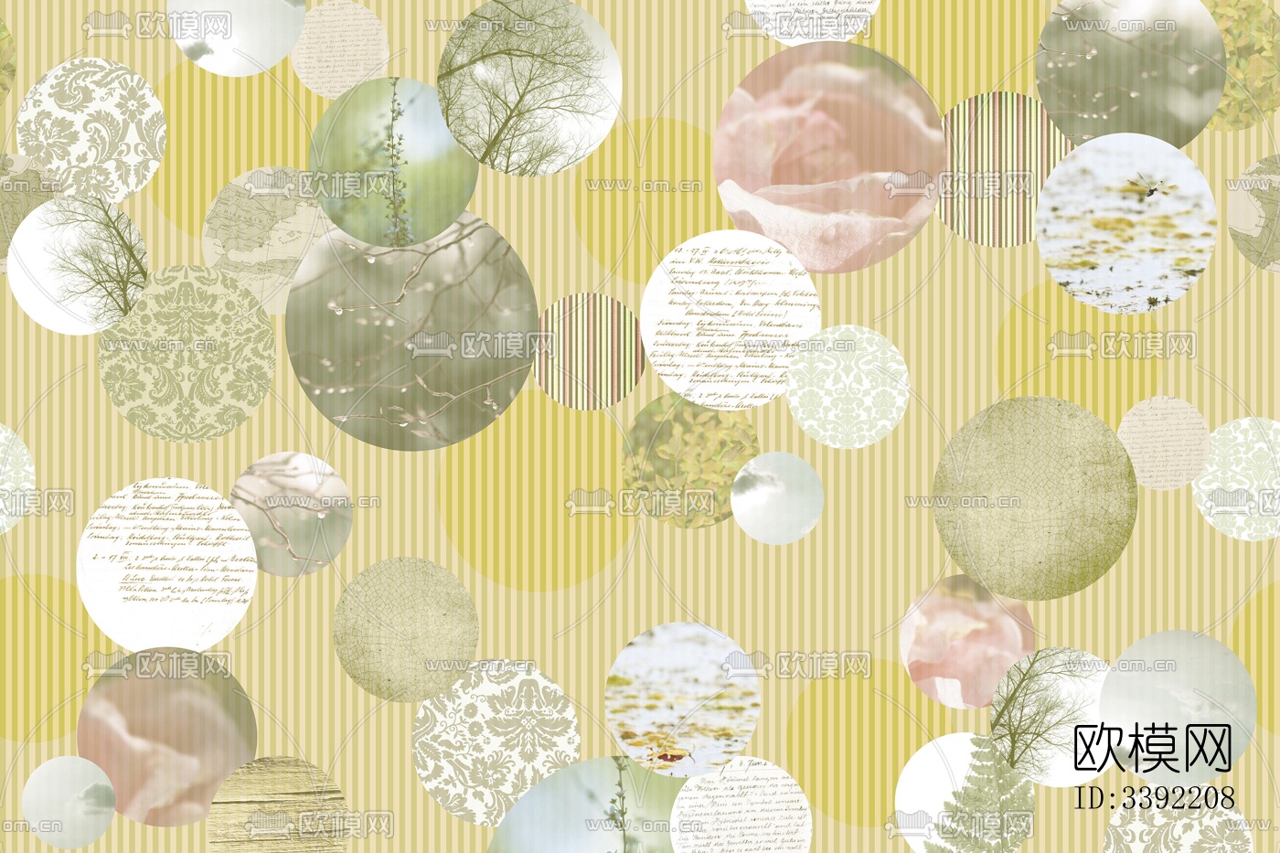 黄色印花几何壁纸下载