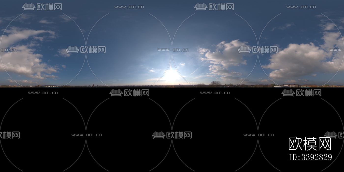 无缝多云的蓝色天空景观风景HDR全景贴图下载