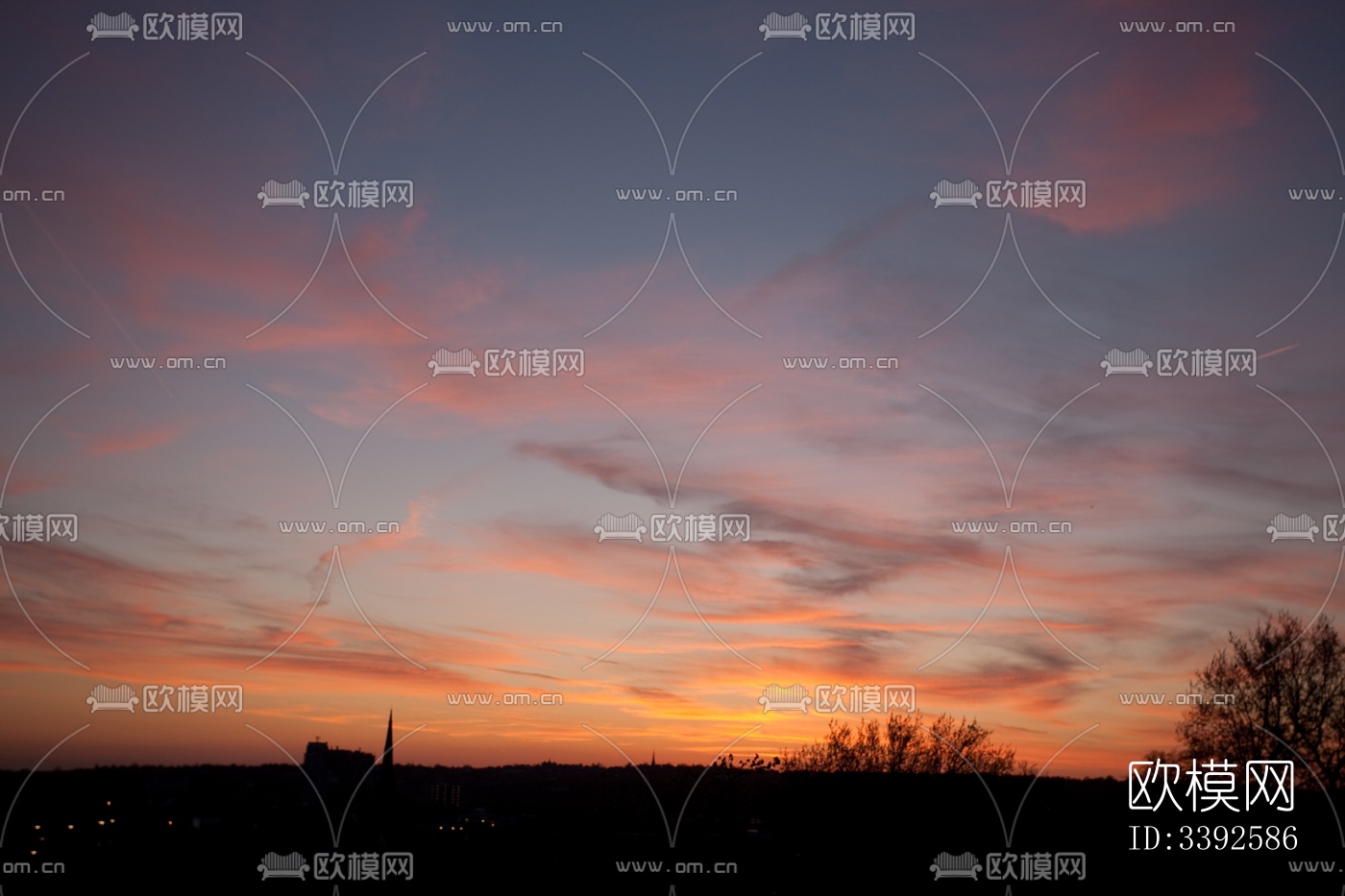 傍晚的日落天空景观风景下载