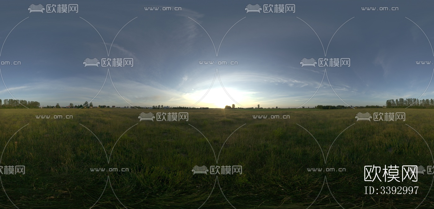 无缝户外蓝色天空草原草坪HDR全景贴图下载