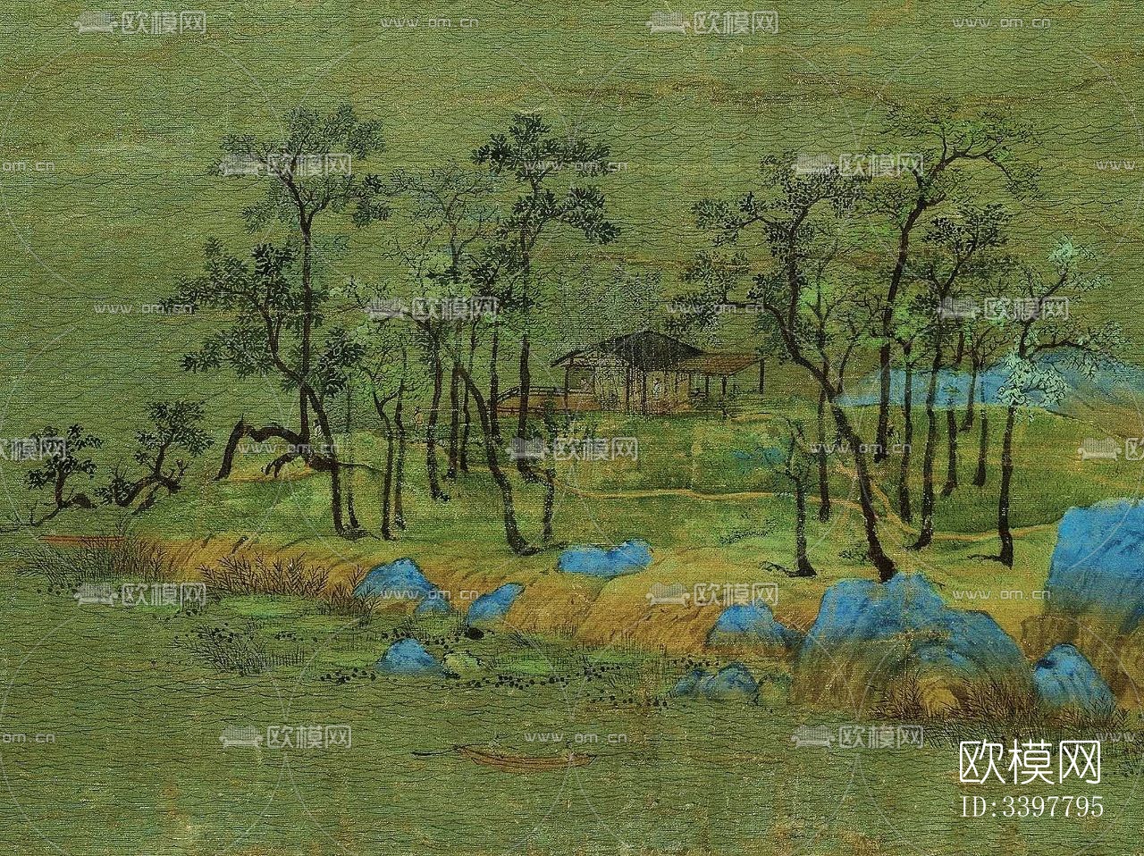 新中式千里江山图中式挂画下载