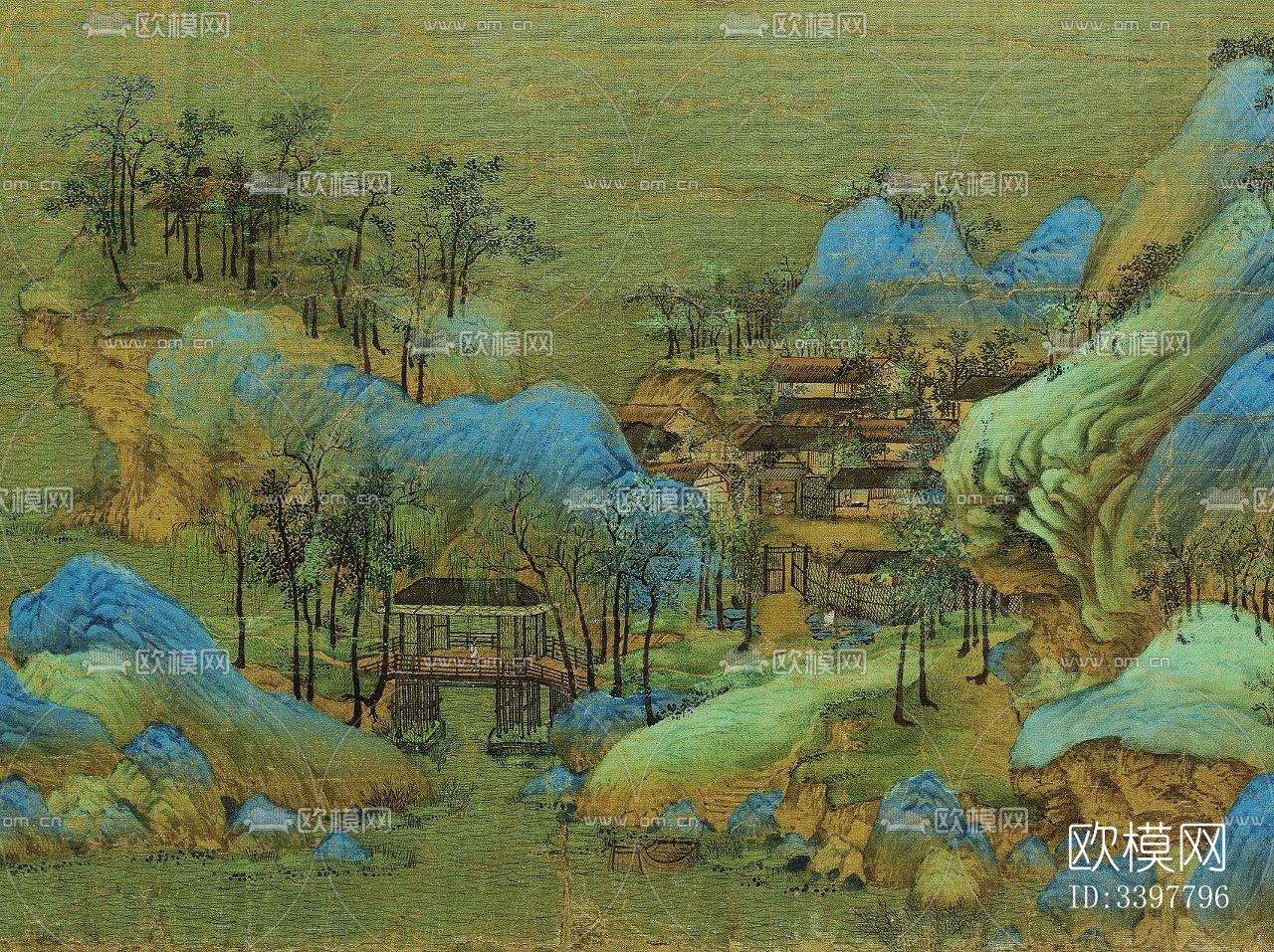 新中式千里江山图中式挂画下载