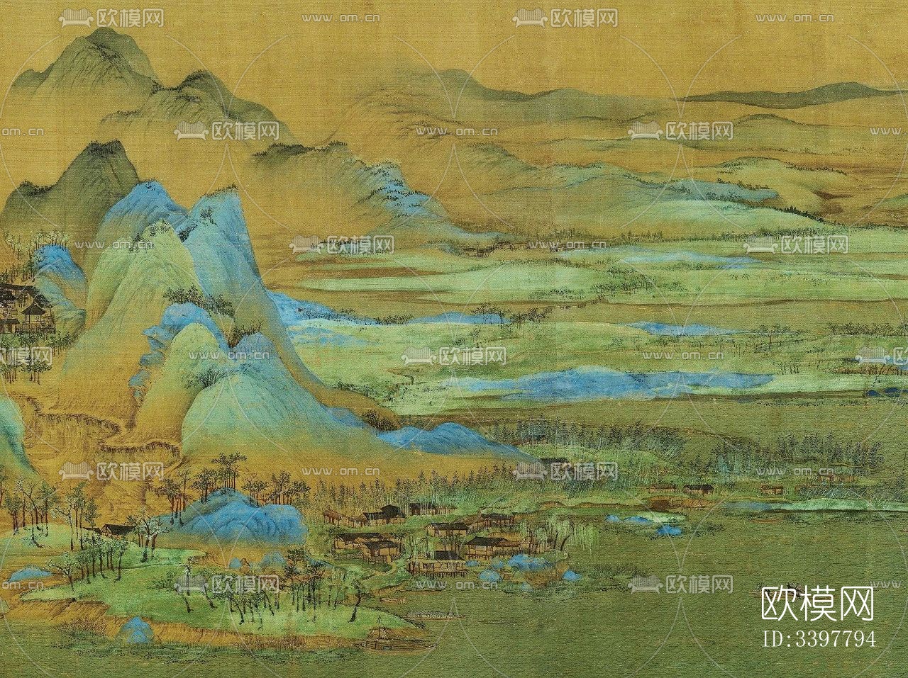 新中式千里江山图中式挂画下载