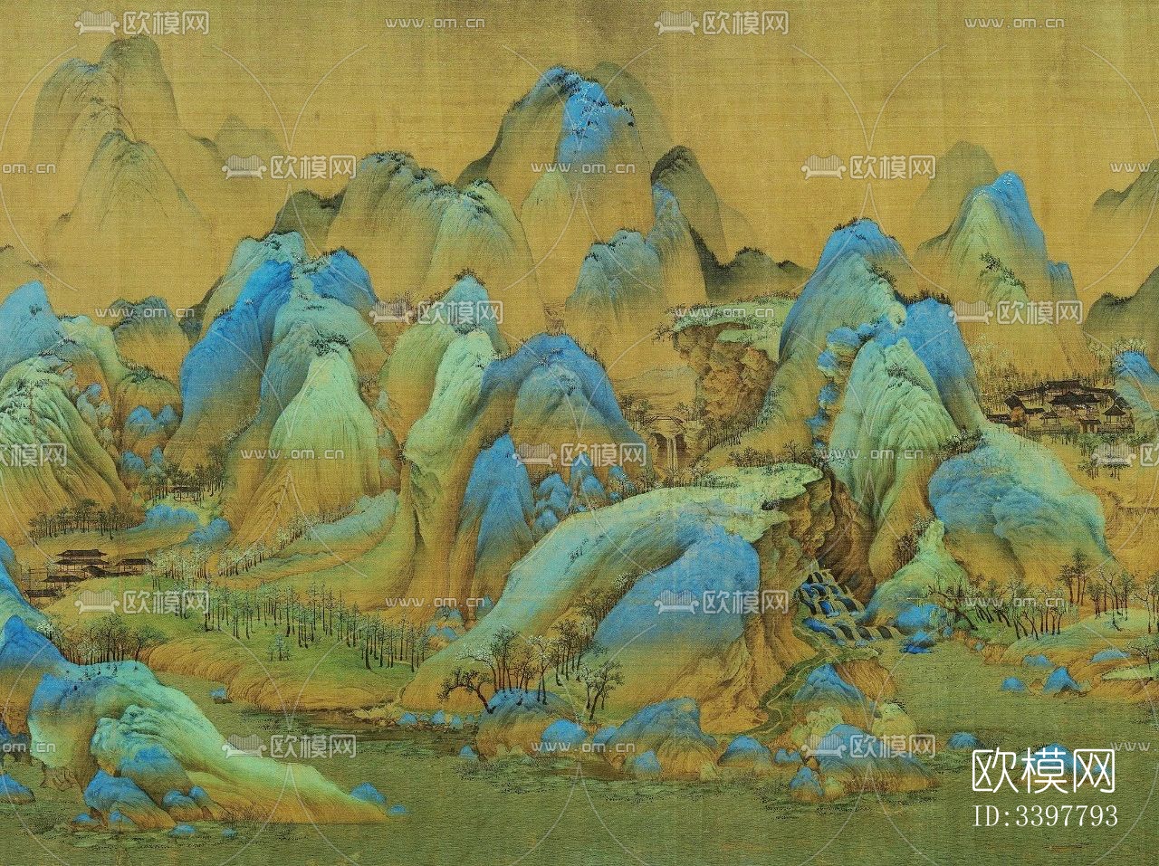 新中式千里江山图中式挂画下载