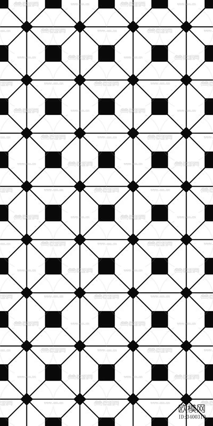 黑白拼花长格地砖 黑白格子拼花花砖 黑白拼花地砖 花砖下载