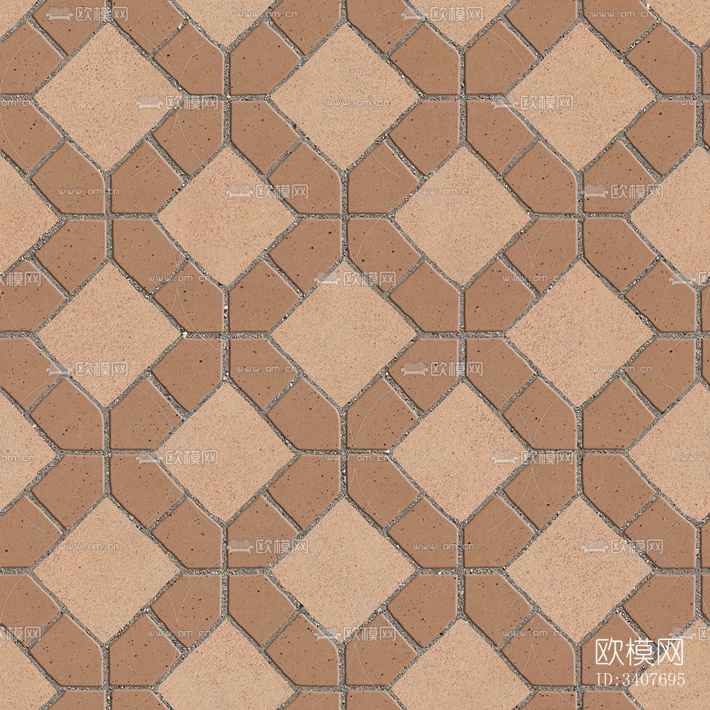 无缝陶瓦几何拼花地砖人行道路地面广场铺贴下载