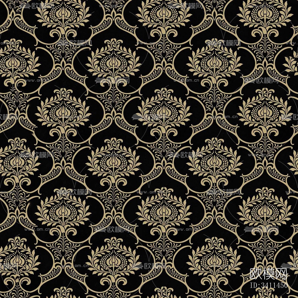 无缝黑色欧式法式古典花纹壁纸壁布墙布下载